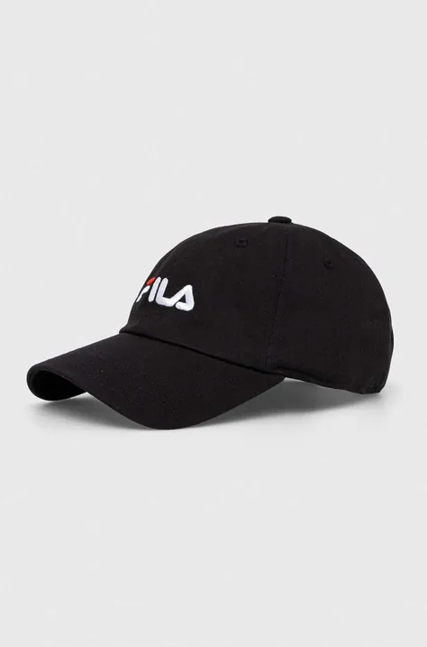 Bombažna bejzbolska kapa Fila črna barva