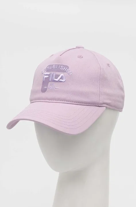 Хлопковая кепка Fila цвет фиолетовый с аппликацией