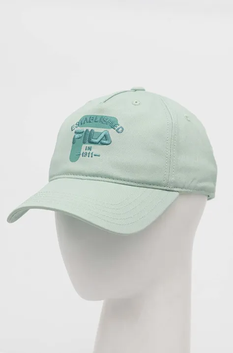 Βαμβακερό καπέλο του μπέιζμπολ Fila χρώμα: τιρκουάζ