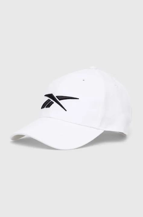 Reebok czapka z daszkiem kolor biały z aplikacją