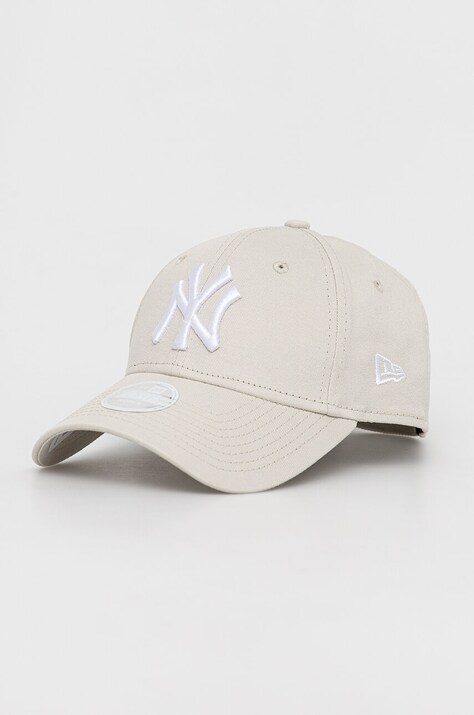 New Era czapka z daszkiem bawełniana kolor beżowy wzorzysta NEW YORK YANKEES