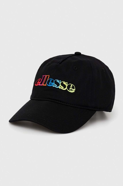 Ellesse czapka z daszkiem bawełniana kolor czarny z nadrukiem SARA3012-BLACK