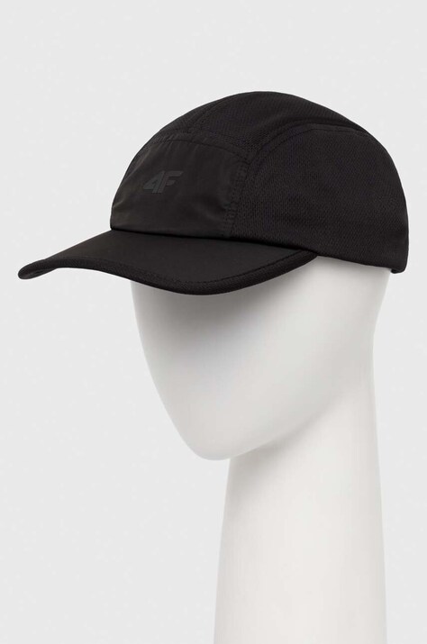 4F czapka z daszkiem kolor czarny gładka