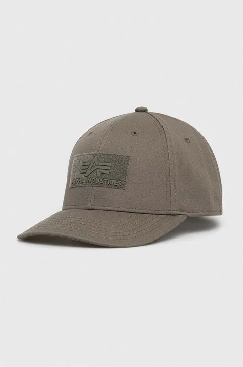 Alpha Industries șapcă din bumbac culoarea verde, cu imprimeu 168903.257-DarkGreen