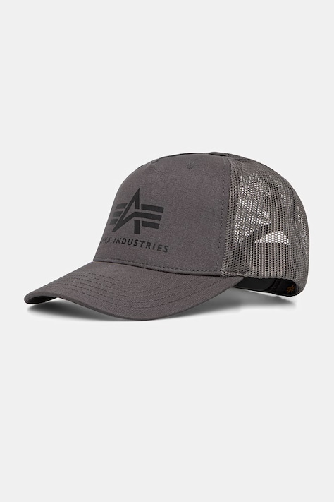 Alpha Industries czapka z daszkiem kolor szary z nadrukiem