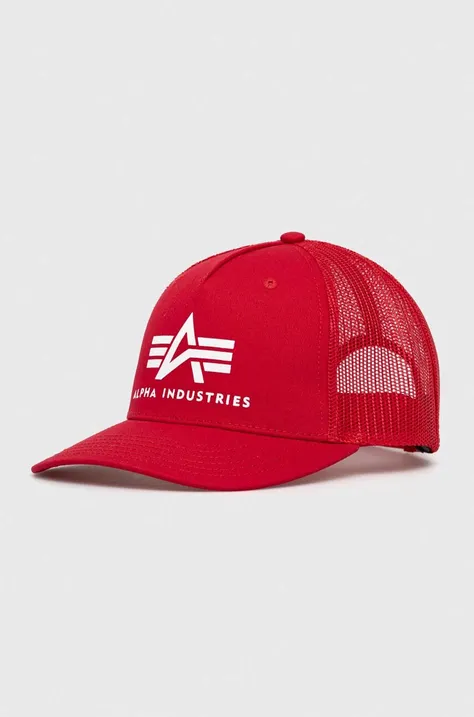 Хлопковая кепка Alpha Industries цвет красный с принтом 186902.328-SpeedRed