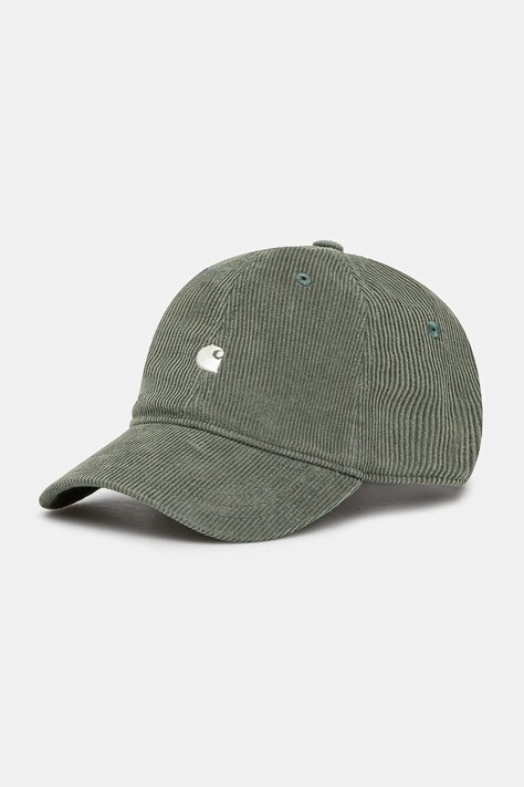 Бавовняна шапка Carhartt WIP I028955 Harlem Cap колір зелений однотонна