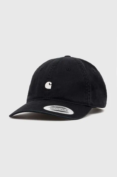 Памучна шапка с козирка Carhartt WIP Madison Logo Cap в черно с апликация