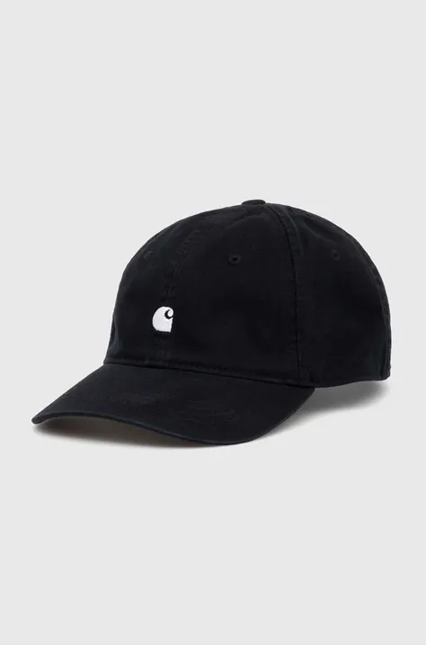 Памучна шапка с козирка Carhartt WIP Madison Logo Cap в черно с апликация