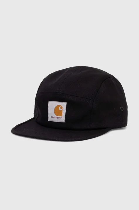 Памучна шапка с козирка Carhartt WIP Backley Cap в кафяво с апликация