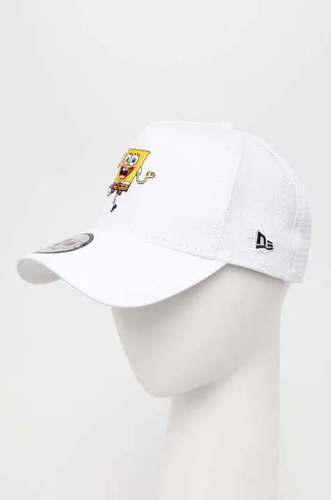 New Era czapka z daszkiem kolor biały z aplikacją SPONGEBOB