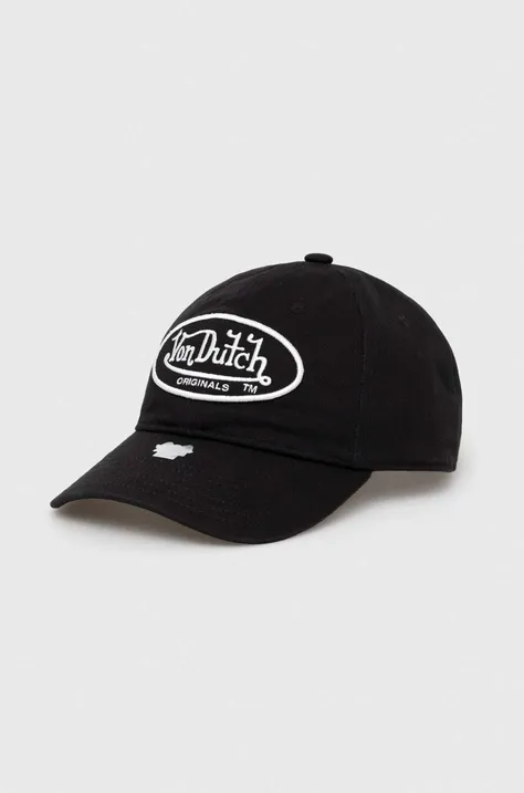 Von Dutch czapka z daszkiem bawełniana kolor czarny z aplikacją