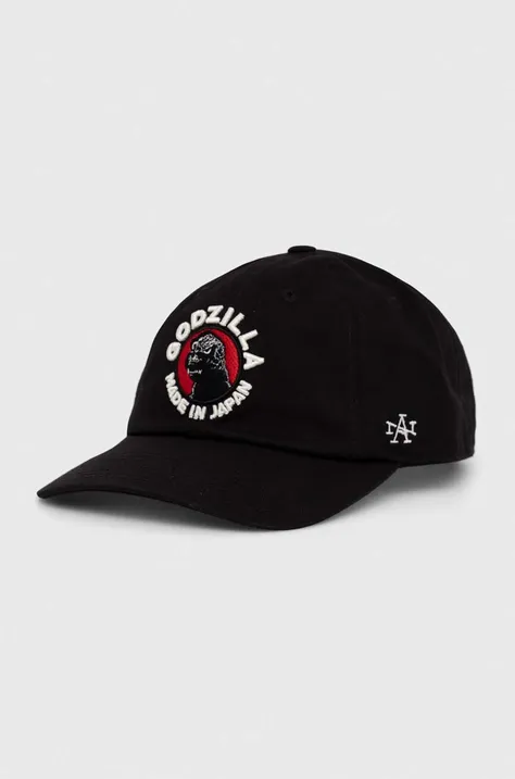 Памучна шапка с козирка American Needle Godzilla в черно с апликация