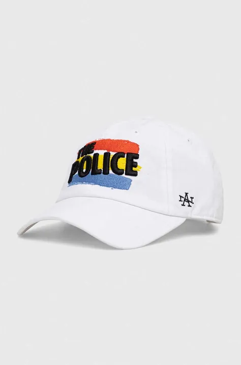Хлопковая кепка American Needle the Police цвет белый с аппликацией