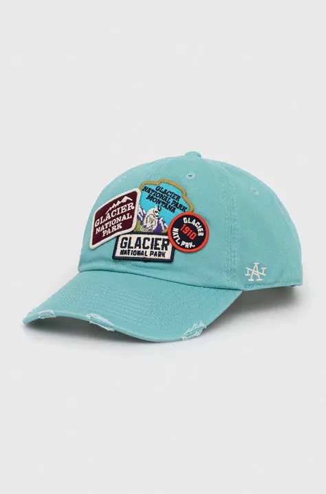 American Needle czapka z daszkiem bawełniana Glacier National Park kolor niebieski z aplikacją