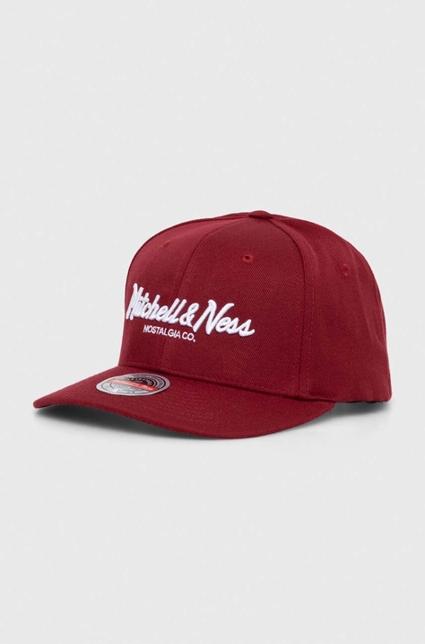 Kapa sa šiltom s dodatkom vune Mitchell&Ness boja: bordo, s aplikacijom