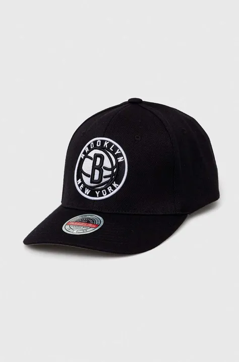 Шапка с козирка с вълна Mitchell&Ness Brooklyn Nets в черно с апликация