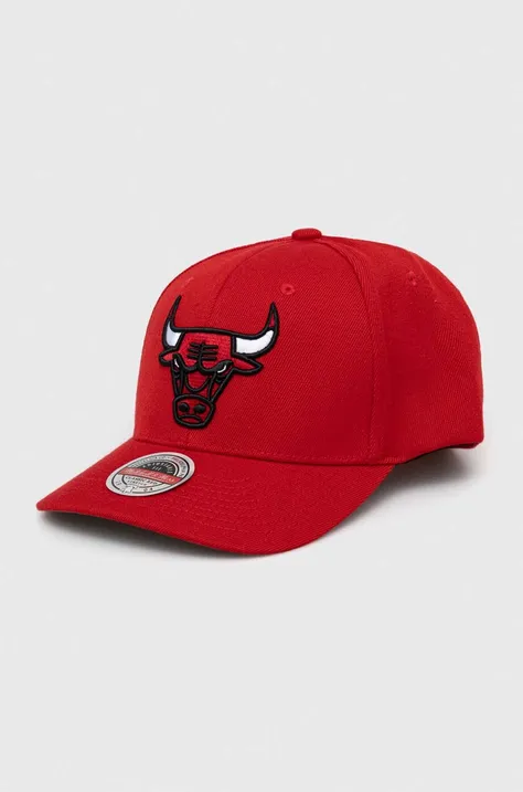 Кепка из смесовой шерсти Mitchell&Ness Chicago Bulls цвет красный с аппликацией