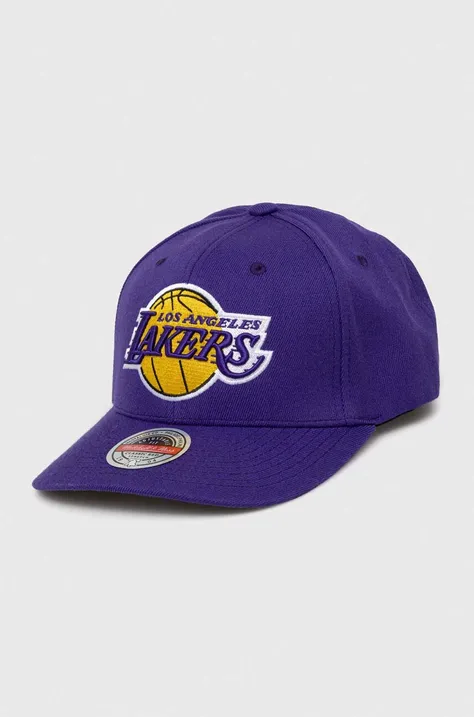 Mitchell&Ness șapcă din amestec de lână Los Angeles Lakers culoarea violet, cu imprimeu