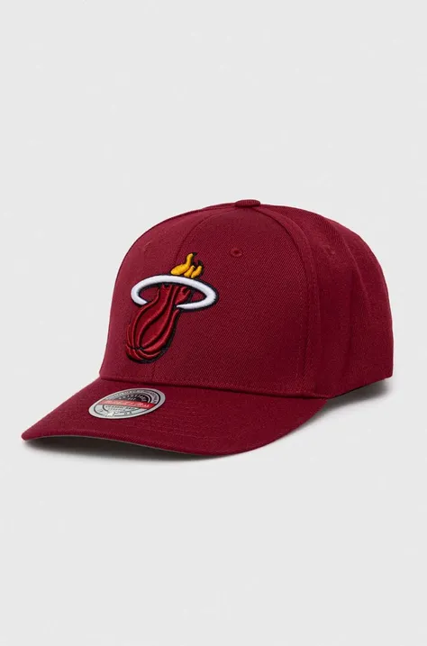Kapa sa šiltom s dodatkom vune Mitchell&Ness Miami Heat boja: bordo, s aplikacijom