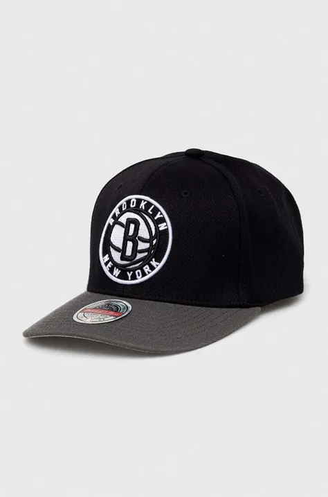 Kapa iz mešanice volne Mitchell&Ness Brooklyn Nets črna barva