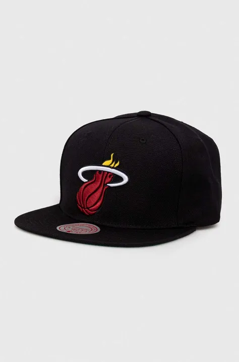 Mitchell&Ness czapka z daszkiem z domieszką wełny Miami Heat kolor czarny z aplikacją