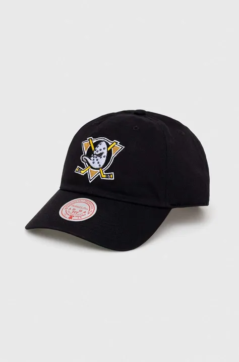 Mitchell&Ness czapka z daszkiem bawełniana Anaheim Ducks kolor czarny z aplikacją