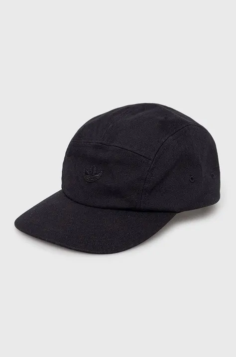 Bombažna bejzbolska kapa adidas Originals Adicolor Five-Panel Cap črna barva