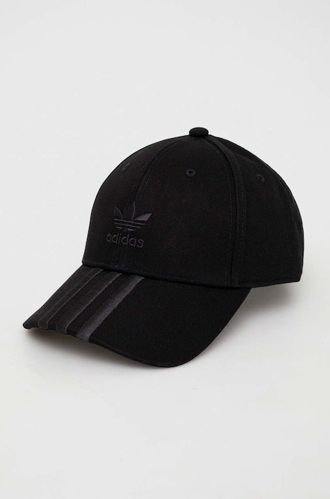 Бавовняна бейсболка adidas Originals колір чорний однотонна