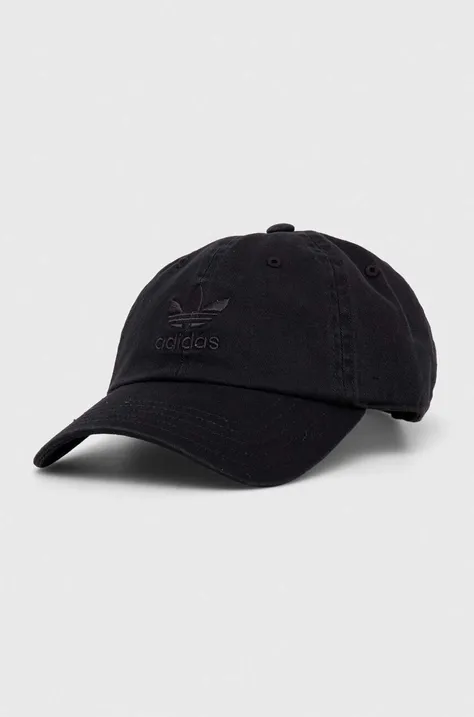 adidas Originals czapka z daszkiem bawełniana kolor czarny gładka