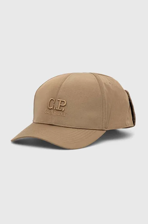 C.P. Company șapcă culoarea bej, cu imprimeu 14CMAC146A005904A339-BEIGE
