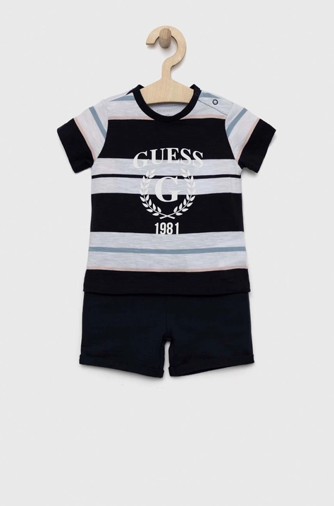 Guess set de bumbac pentru bebelusi culoarea albastru marin