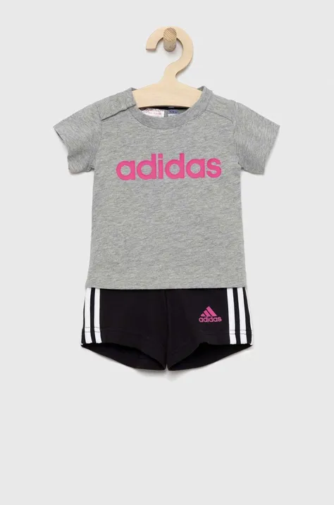 Детский комплект из хлопка adidas I LIN CO T цвет серый
