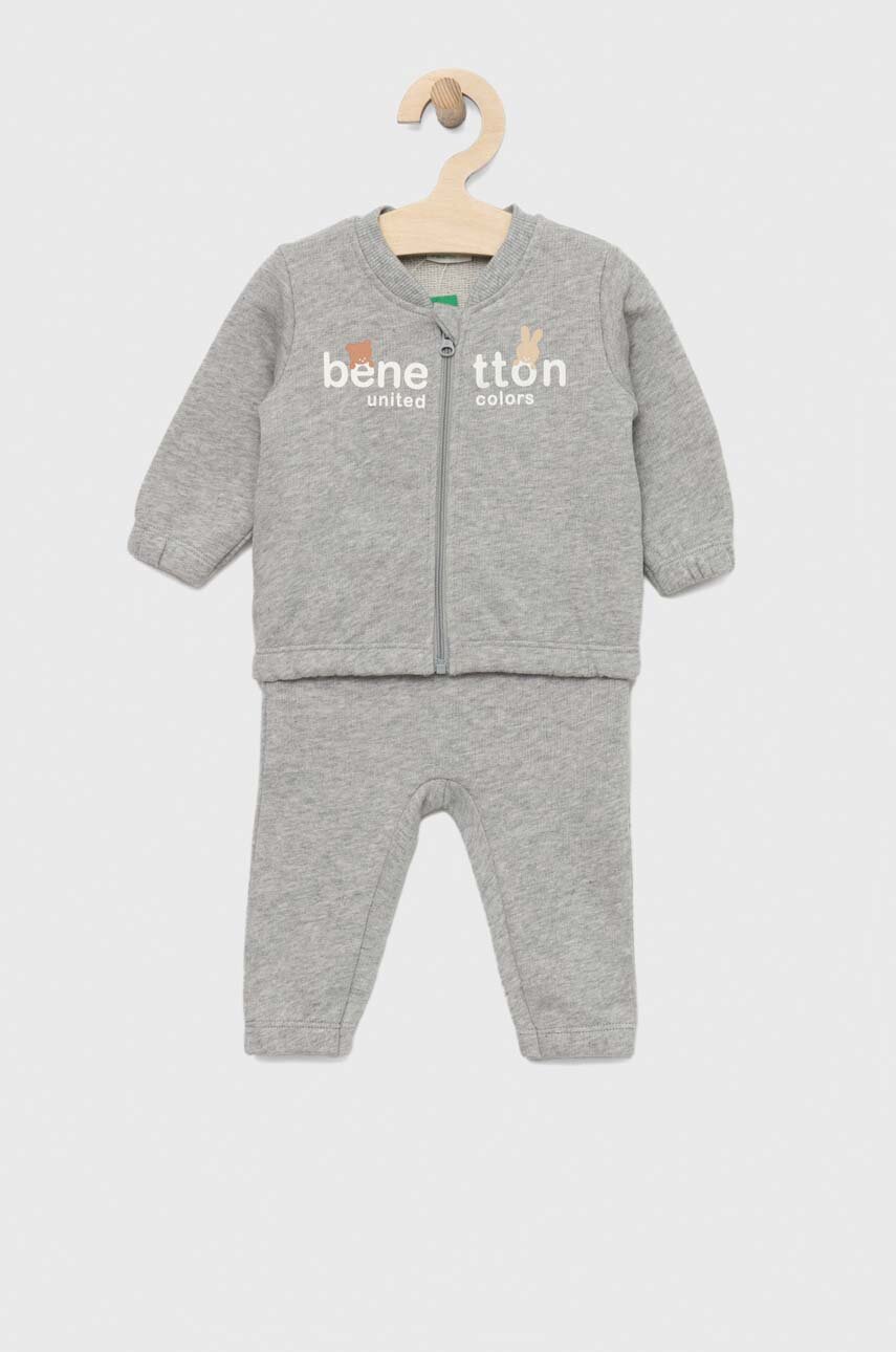 Βρεφική βαμβακερή φόρμα United Colors of Benetton χρώμα: γκρι