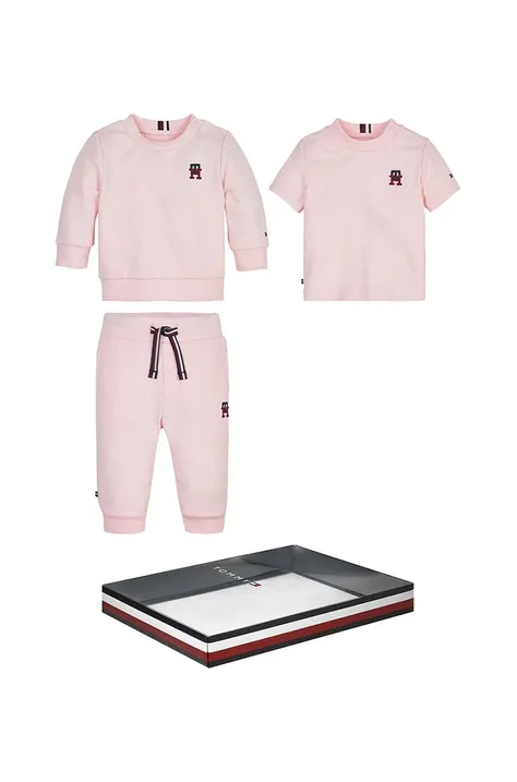 Σετ μωρού Tommy Hilfiger χρώμα: ροζ