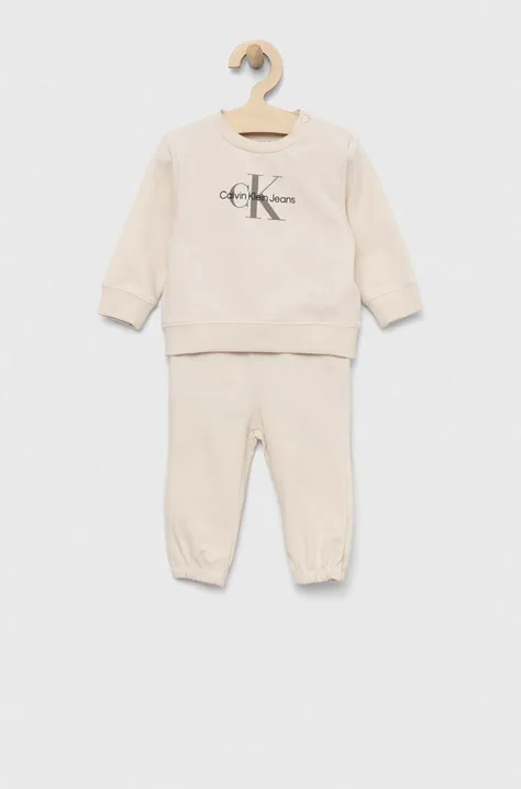 Komplet za dojenčka Calvin Klein Jeans bež barva