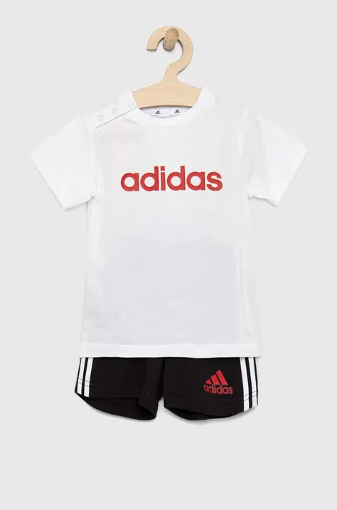Παιδικό βαμβακερό σετ adidas I LIN CO T χρώμα: άσπρο
