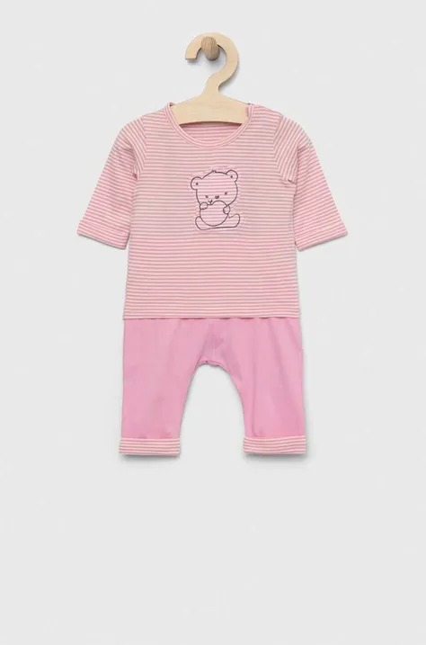 Хлопковый костюм для младенцев United Colors of Benetton цвет розовый