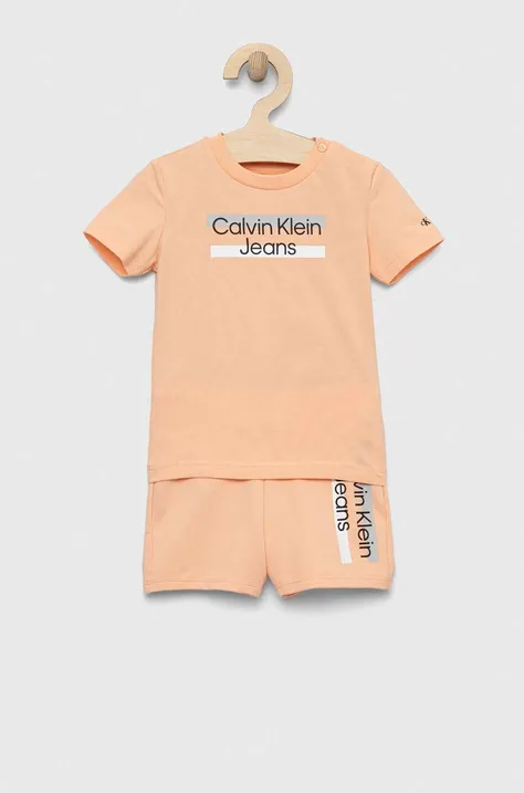 Детски комплект Calvin Klein Jeans в оранжево