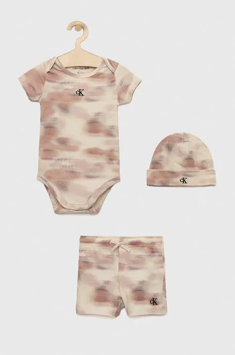 Комплект для младенцев Calvin Klein Jeans цвет бежевый