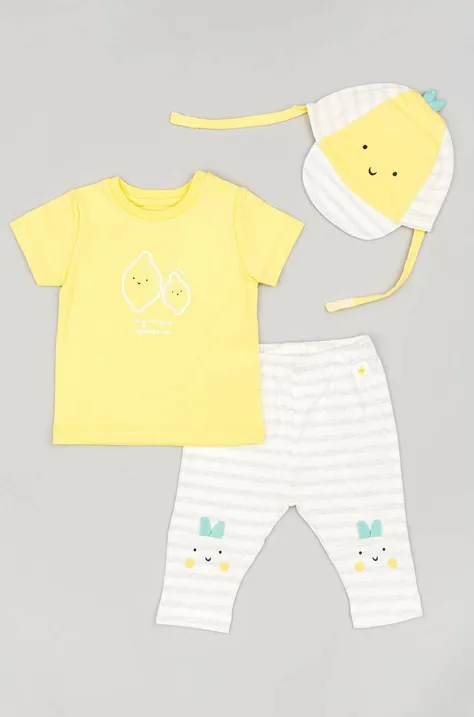 zippy komplet bawełniany niemowlęcy kolor żółty