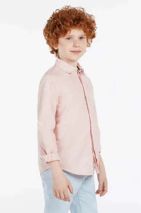 Guess koszula bawełniana dziecięca kolor różowy