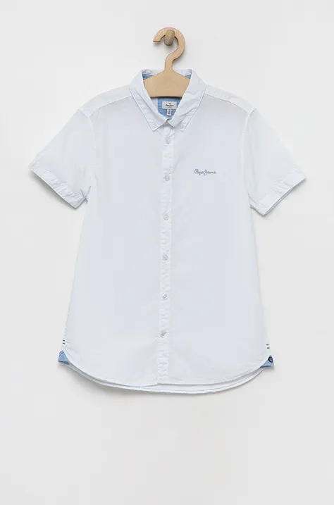 Детская хлопковая рубашка Pepe Jeans Misterton цвет белый