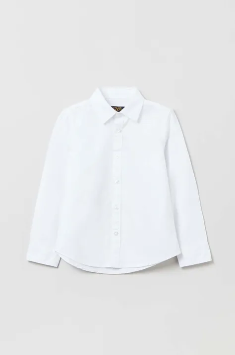 Detská bavlnená košeľa OVS biela farba