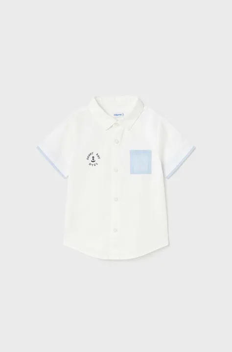 Μωρό βαμβακερό πουκάμισο Mayoral χρώμα: άσπρο