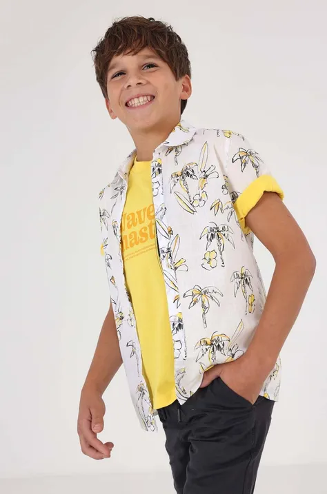 Παιδικό βαμβακερό πουκάμισο Mayoral χρώμα: άσπρο