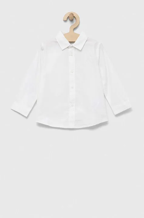 Παιδικό βαμβακερό πουκάμισο United Colors of Benetton χρώμα: άσπρο