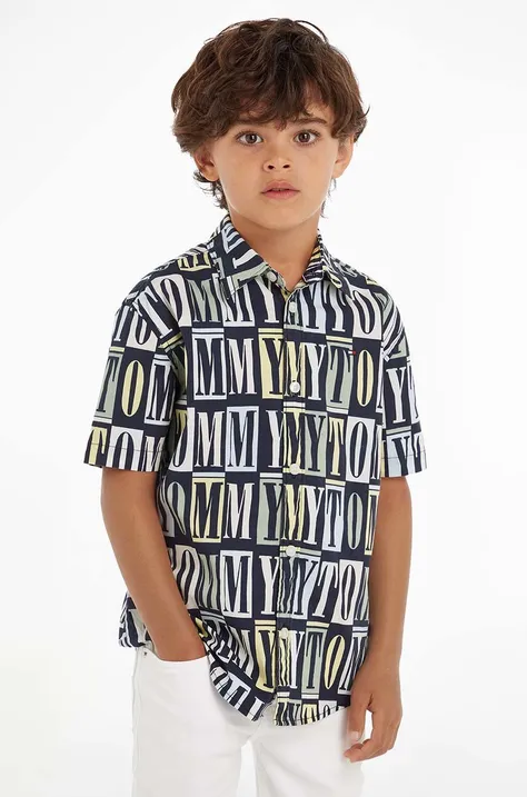 Παιδικό πουκάμισο Tommy Hilfiger χρώμα: ναυτικό μπλε