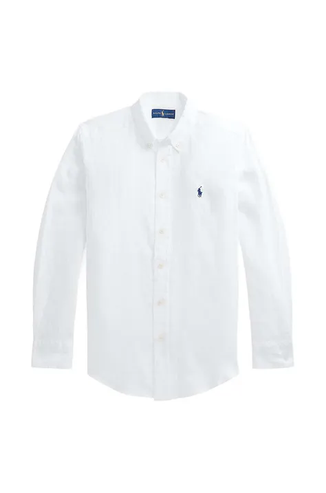 Дитяча лляна сорочка Polo Ralph Lauren колір білий