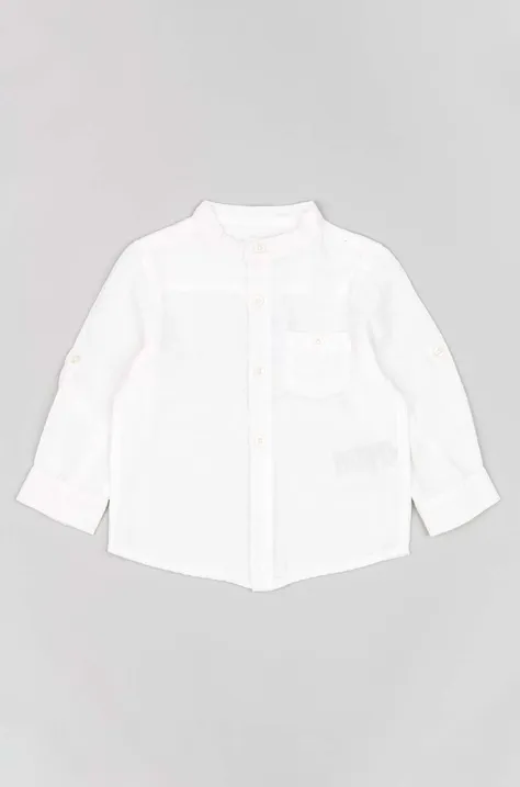 Παιδικό πουκάμισο από λινό μείγμα zippy χρώμα: άσπρο